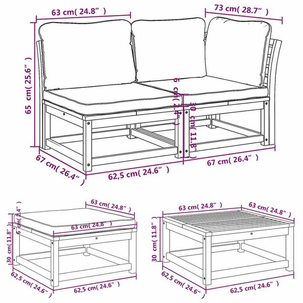 vidaXL 8 Piece Garden Lounge Set with Cushions Solid Wood Acacia