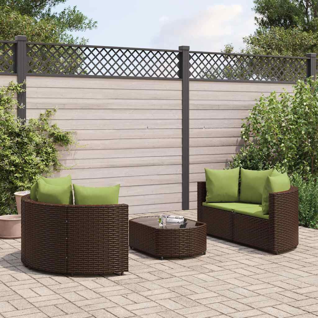 vidaXL 5 Piece Garden Sofa Set with Cushions Brown Poly Rattan
