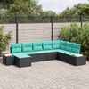 vidaXL Garden Sofa Set with Cushion 8 pcs Black Poly Rattan