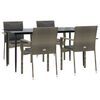 vidaXL 5 Piece Garden Dining Set with Cushions Black and Grey Poly Rattan