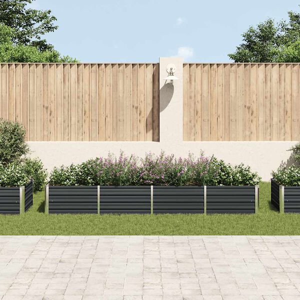 vidaXL Garden Raised Bed Anthracite 320x80x45 cm Galvanised Steel