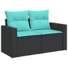 vidaXL Garden Sofa with Cushions 2-Seater Black Poly Rattan