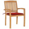 vidaXL Stacking Garden Chairs with Cushions 4 pcs Solid Teak Wood