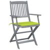 vidaXL Folding Outdoor Chairs 2 pcs with Cushions Solid Acacia Wood