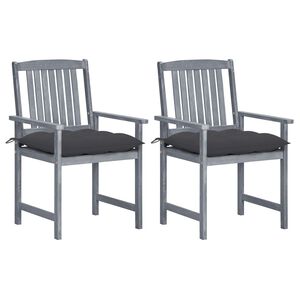 vidaXL Garden Chairs with Cushions 2 pcs Grey Solid Acacia Wood