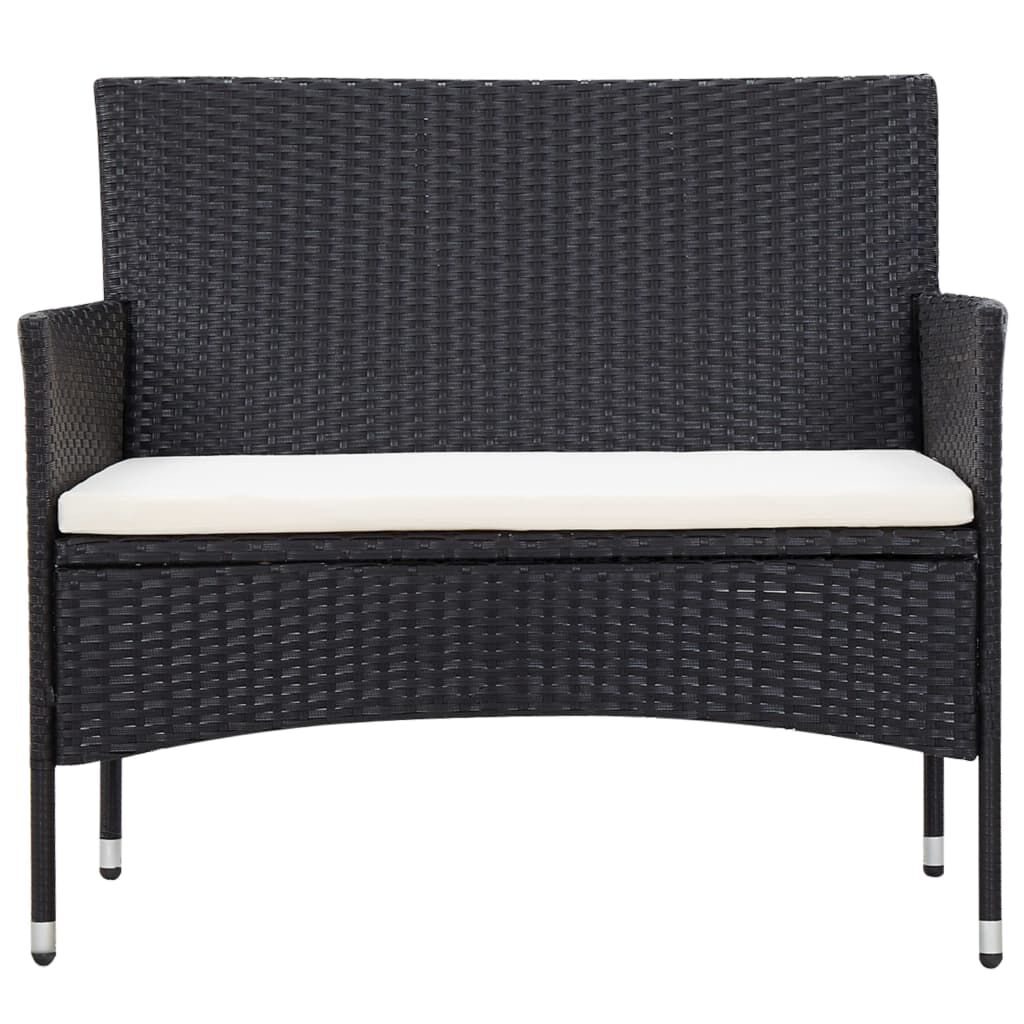 vidaXL 5 Piece Garden Lounge Set With Cushions Poly Rattan Black