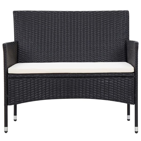 vidaXL 5 Piece Garden Lounge Set With Cushions Poly Rattan Black