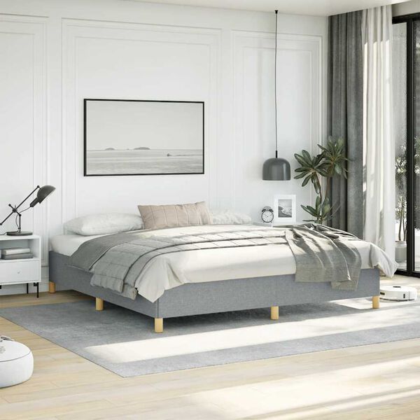 vidaXL Bed Frame without Mattress Light Grey 193x203 cm King Fabric