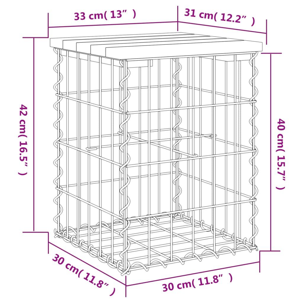 vidaXL Garden Bench Gabion Design 33x31x42 cm Solid Wood Douglas