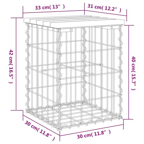 vidaXL Garden Bench Gabion Design 33x31x42 cm Solid Wood Douglas