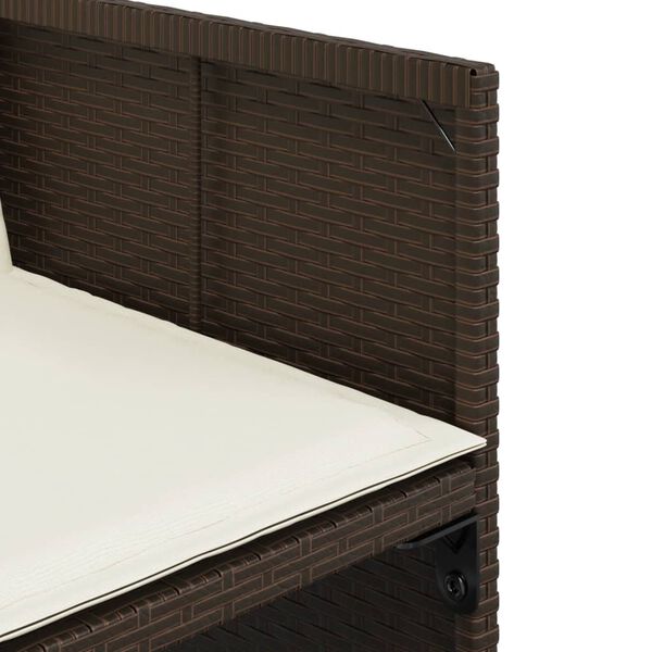 vidaXL 9 Piece Garden Dining Set with Cushions Brown Poly Rattan