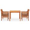 vidaXL 3 Piece Outdoor Dining Set with Cushions Solid Wood Acacia