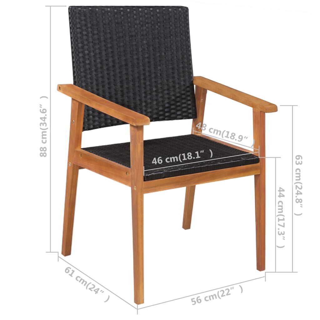 vidaXL 5 Piece Outdoor Dining Set Poly Rattan Black and Brown