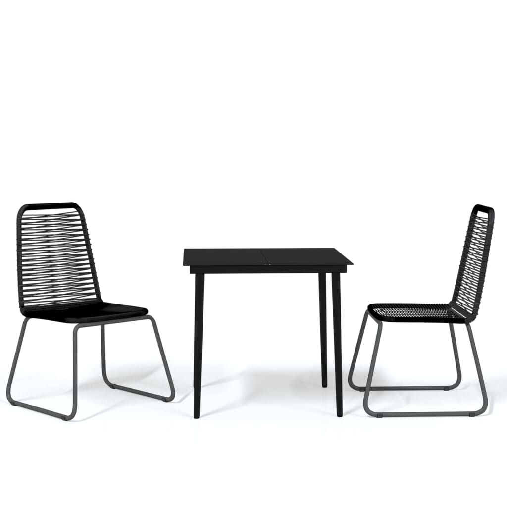 vidaXL 3 Piece Garden Dining Set Black