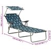 vidaXL Sun Lounger with Canopy Steel Leaf Print