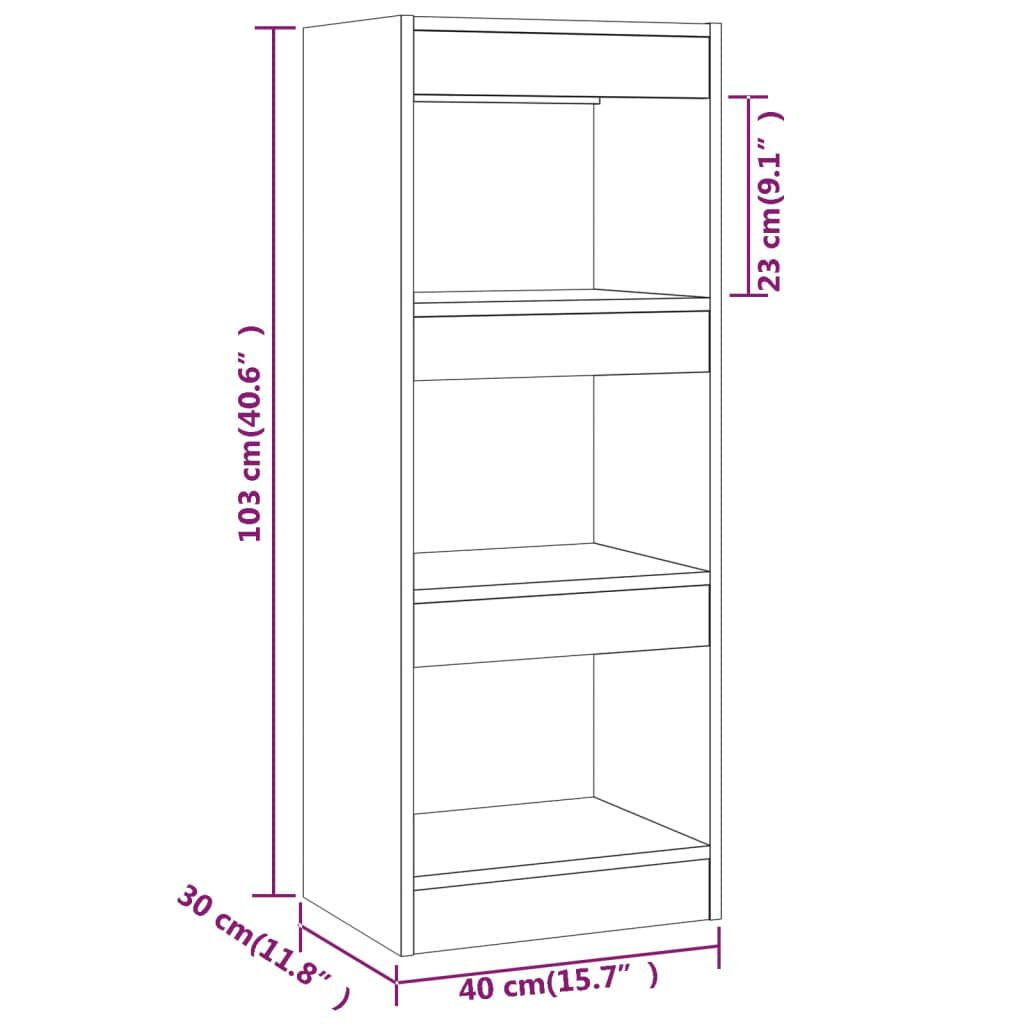 vidaXL Book Cabinet/Room Divider Smoked Oak 40x30x103 cm Engineered Wood