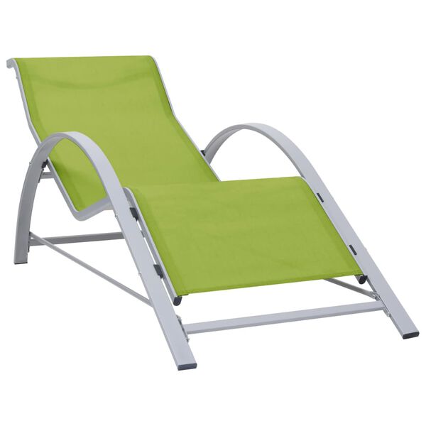 vidaXL Sun Loungers 2 pcs with Table Aluminium Green