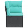 vidaXL Garden Sofa Corner with Cushions Black Poly Rattan