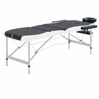 vidaXL 3-Zone Foldable Massage Table Aluminium Black and White