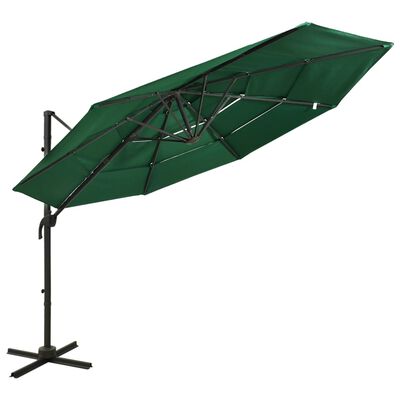 vidaXL 4-Tier Garden Parasol with Aluminium Pole Green 3x3 m