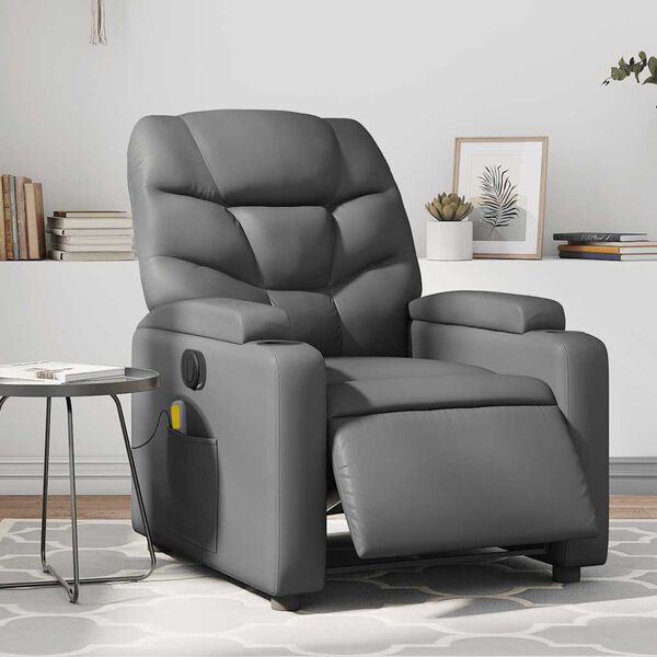 vidaXL Electric Massage Recliner Chair Grey Faux Leather