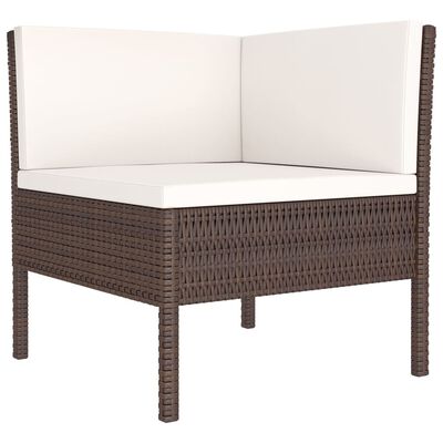 vidaXL 6 Piece Garden Lounge Set with Cushions Poly Rattan Brown