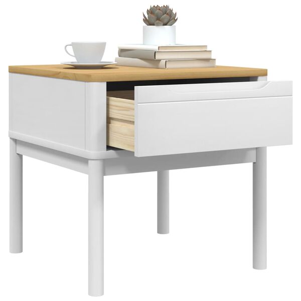 vidaXL Lamp Table FLORO White 55x55x54 cm Solid Wood Pine