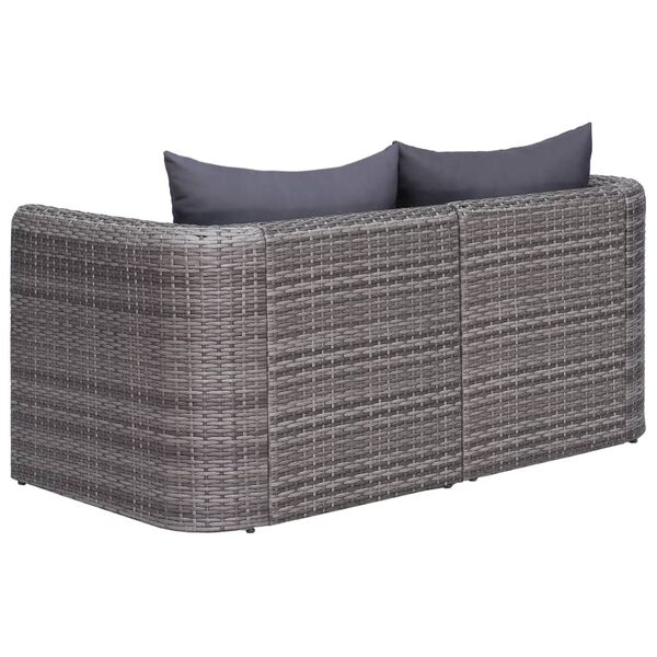 vidaXL 7 Piece Garden Lounge Set with Cushions Poly Rattan Grey
