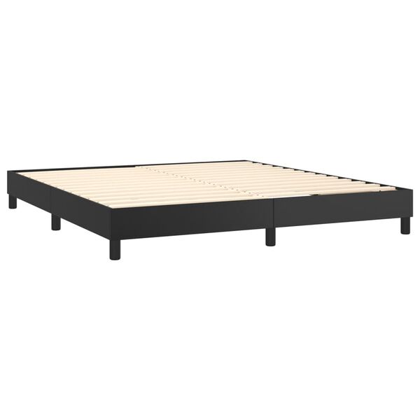 vidaXL Box Spring Bed with Mattress Black 183x213 cm Faux Leather