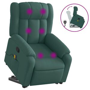 vidaXL Stand up Massage Recliner Chair Dark Green Fabric