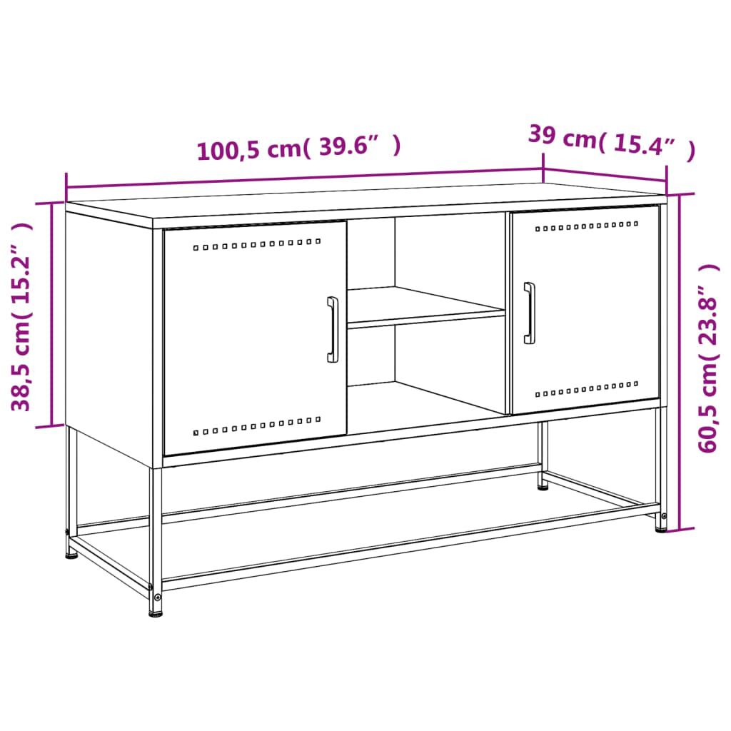 vidaXL TV Cabinet Black 100.5x39x60.5 cm Steel