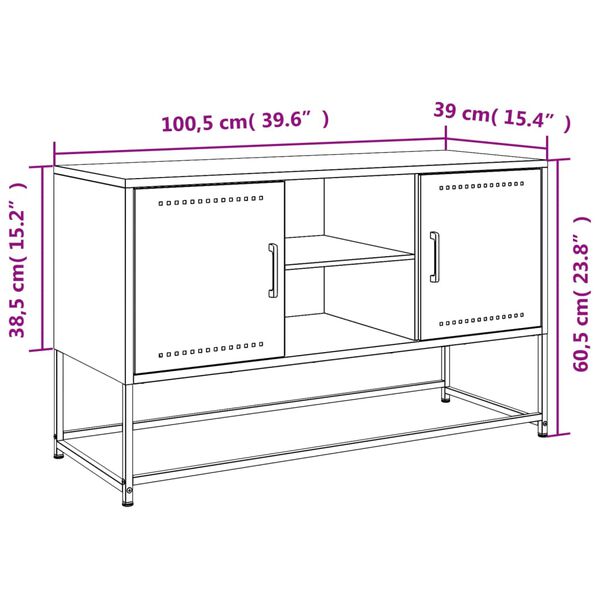 vidaXL TV Cabinet Black 100.5x39x60.5 cm Steel