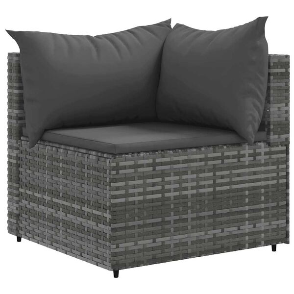 vidaXL 7 Piece Garden Lounge Set with Cushions Grey Poly Rattan