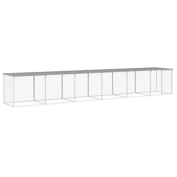 vidaXL Chicken Cage with Roof Light Grey 603x98x90 cm Galvanised Steel
