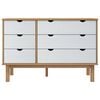 vidaXL Drawer Cabinet OTTA Brown&White 111x43x73.5cm Solid Wood Pine