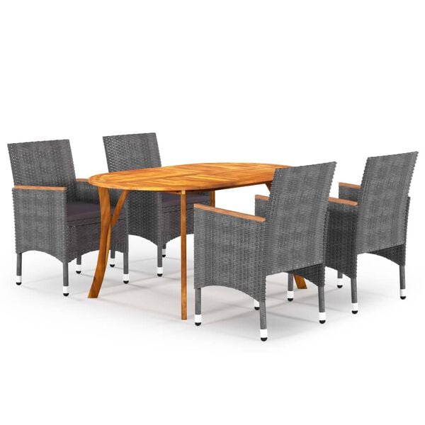 vidaXL 5 Piece Garden Dining Set Grey
