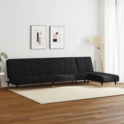 vidaXL 2 Piece Sofa Set Black Velvet