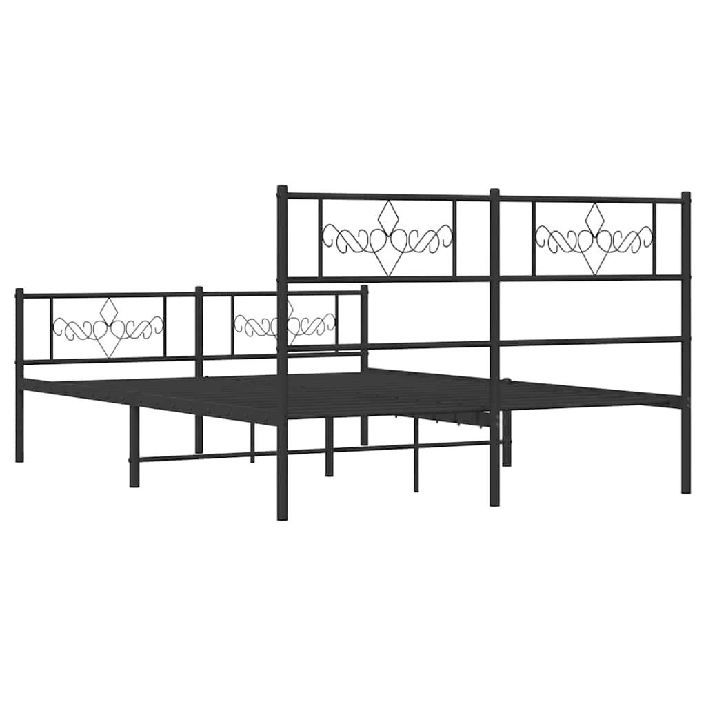 vidaXL Metal Bed Frame without Mattress with Footboard Black 150x200cm