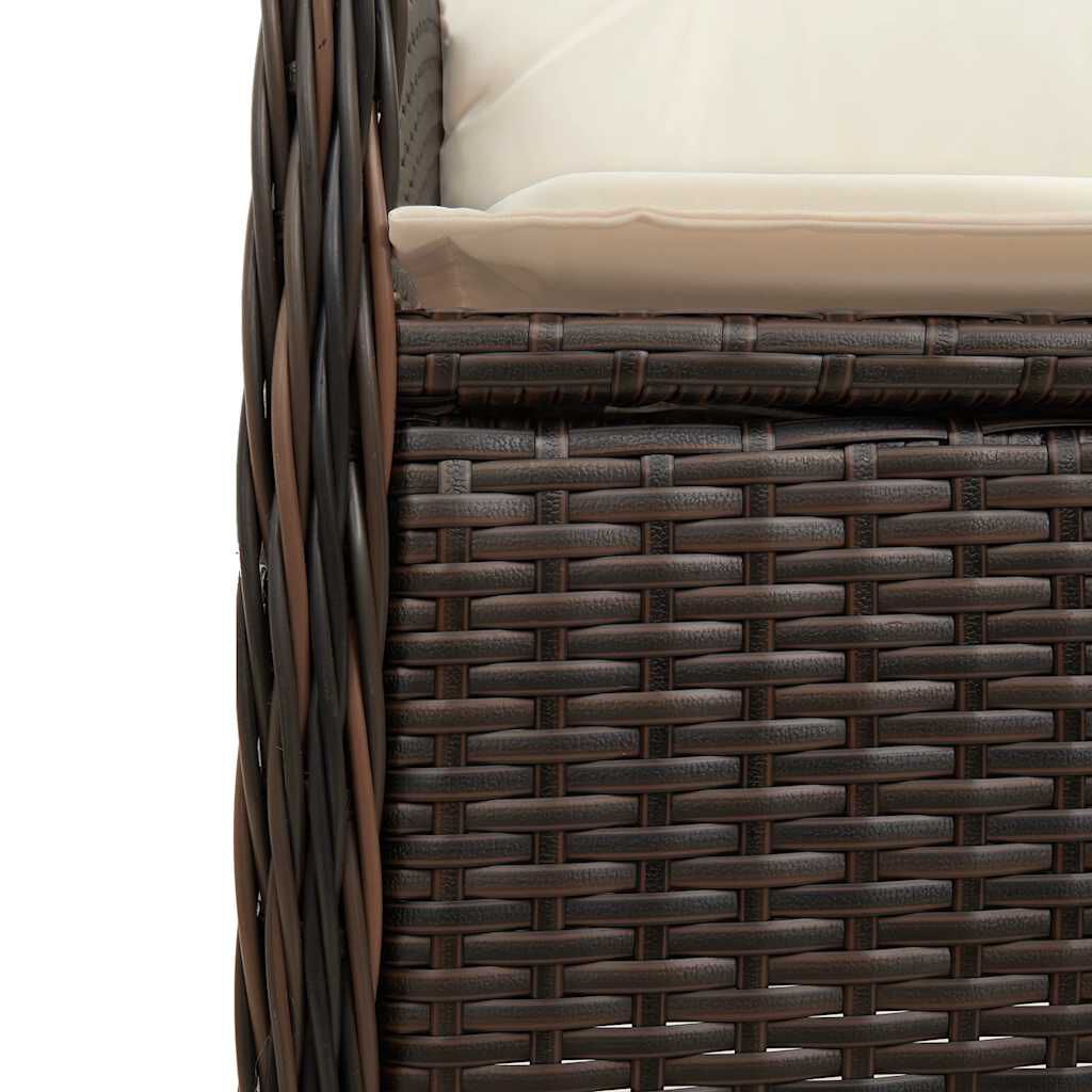 vidaXL 7 Piece Garden Bistro Set with Cushions Brown Poly Rattan