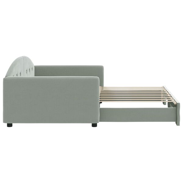 vidaXL Daybed with Trundle without Mattress Light Grey 100x190 cm