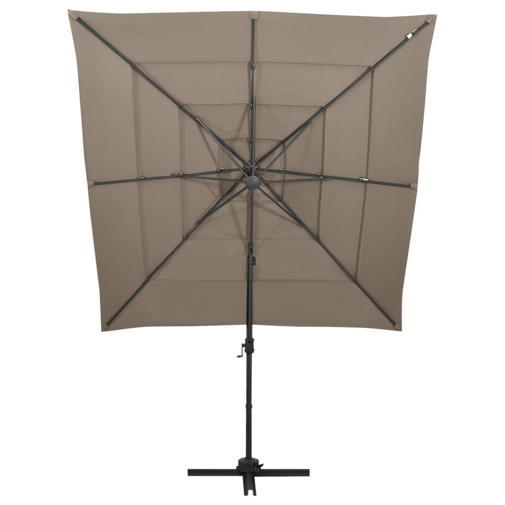 vidaXL 4-Tier Garden Parasol with Aluminium Pole Taupe 250x250 cm