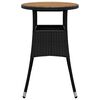 vidaXL Garden Table Ø60x75 cm Acacia Wood and Poly Rattan Black