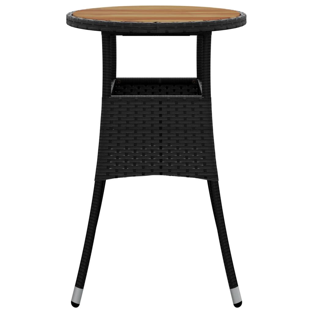 vidaXL Garden Table Ø60x75 cm Acacia Wood and Poly Rattan Black