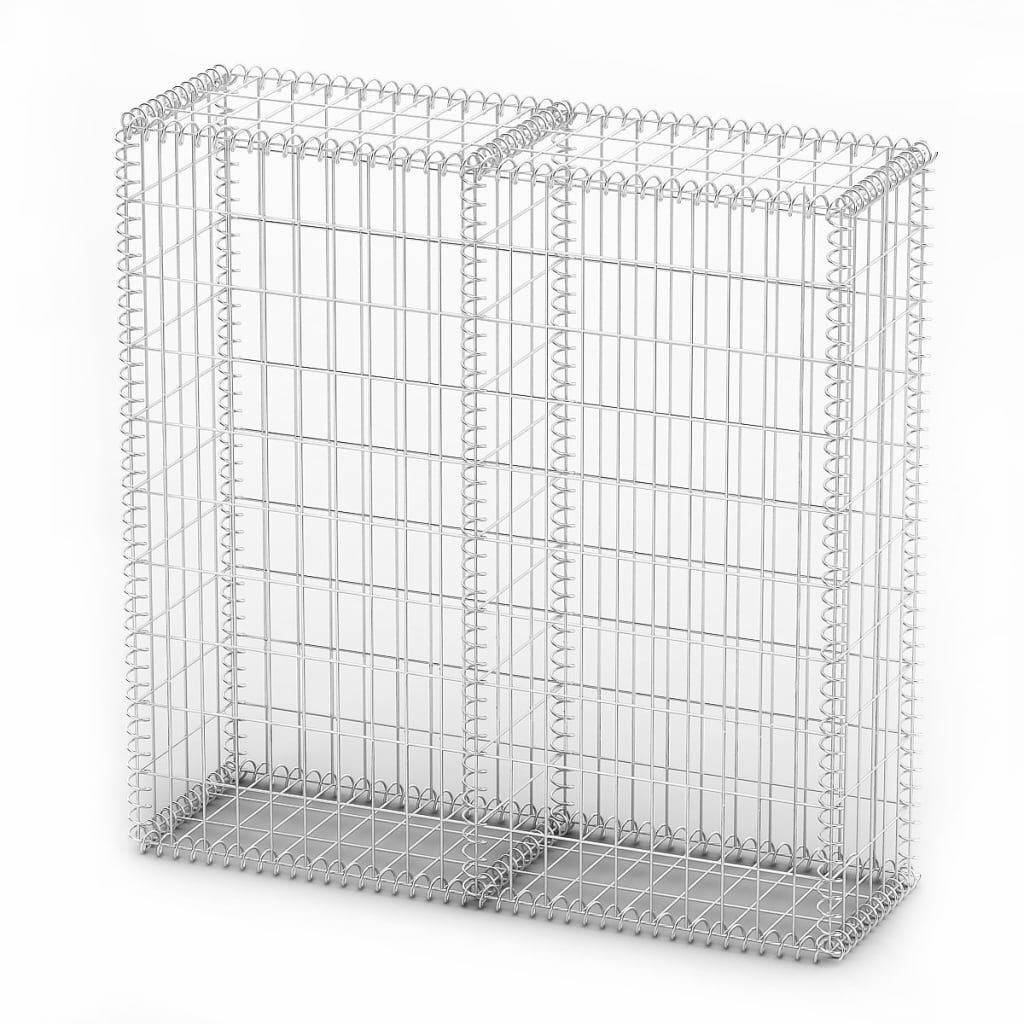vidaXL Gabion Basket with Lids Galvanised Wire 100 x 100 x 30 cm
