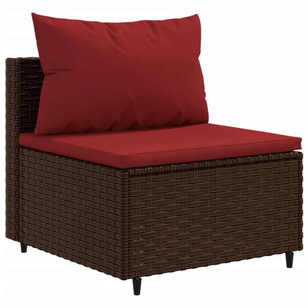 vidaXL 10 Piece Garden Sofa Set with Cushions Brown Poly Rattan