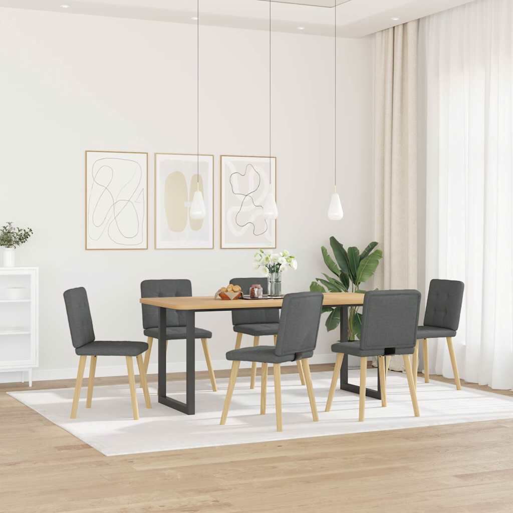 vidaXL Dining Chairs 6 pcs Dark Grey Fabric
