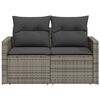 vidaXL Garden Sofa with Cushions 2-Seater Grey Poly Rattan
