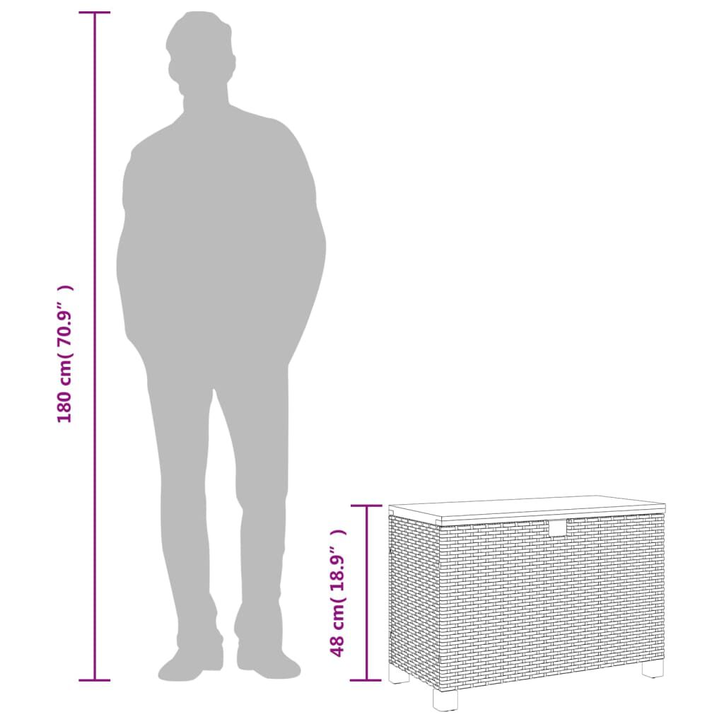 vidaXL Garden Storage Box Grey 80x40x48 cm Poly Rattan Acacia Wood