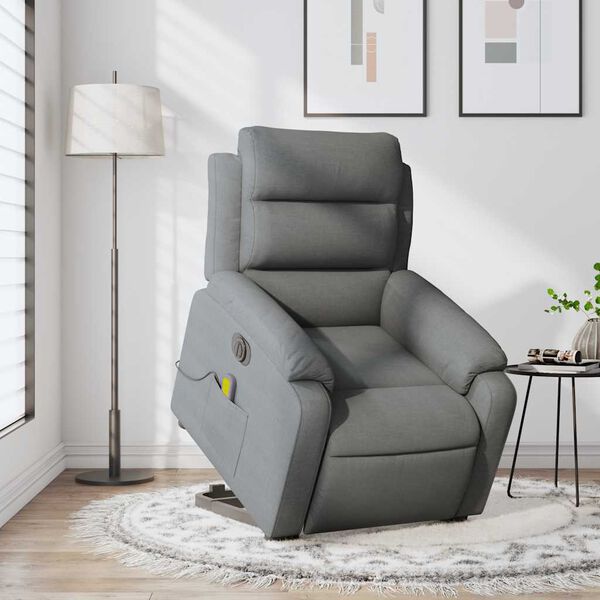 vidaXL Electric Stand up Massage Recliner Chair Dark Grey Fabric