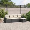 vidaXL 5 Piece Garden Sofa Set with Cushions Black Poly Rattan